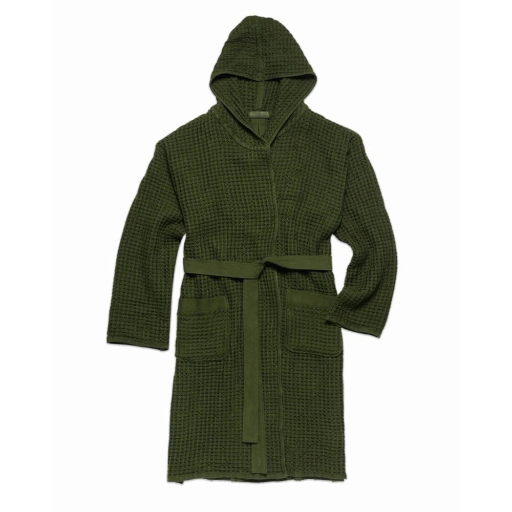 Onsen Huckberry Supima Waffle Bath Robe Forest Green - Size Large New with Bag